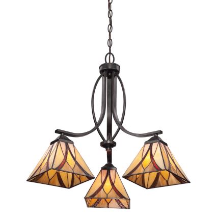 Elstead - Lampadario Tiffany ASHEVILLE a catena 3xE27/60W/230V