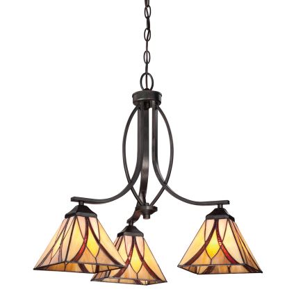 Elstead - Lampadario Tiffany ASHEVILLE a catena 3xE27/60W/230V