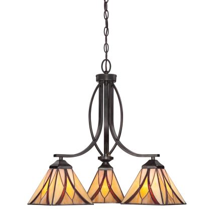 Elstead - Lampadario Tiffany ASHEVILLE a catena 3xE27/60W/230V