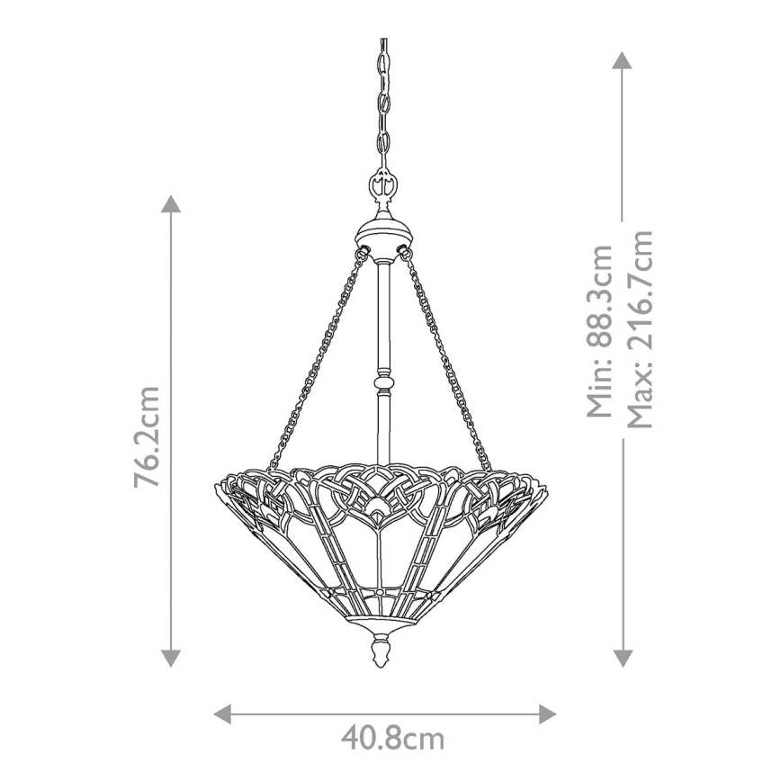 Elstead - Lampadario sospeso con catena Tiffany BELLE 3xE27/100W/230V