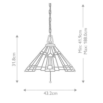 Elstead - Lampadario a catena Tiffany INGLENOOK 3xE27/60W/230V