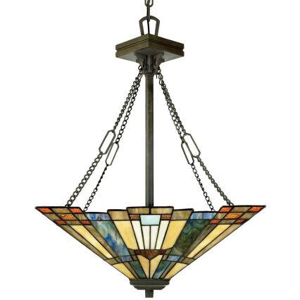 Elstead - Lampadario a catena Tiffany INGLENOOK 3xE27/100W/230V