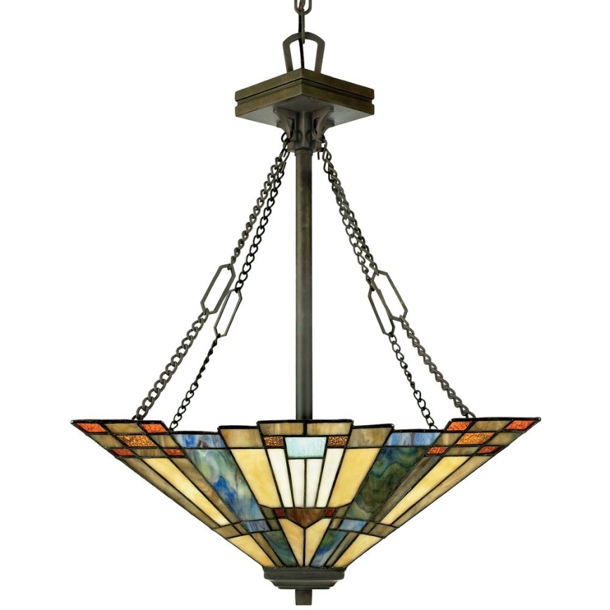 Elstead - Lampadario a catena Tiffany INGLENOOK 3xE27/100W/230V