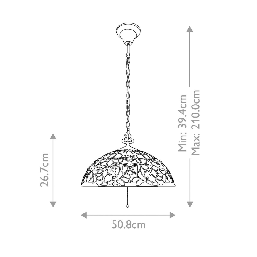Elstead - Lampadario a catena Tiffany KAMI 3xE27/60W/230V