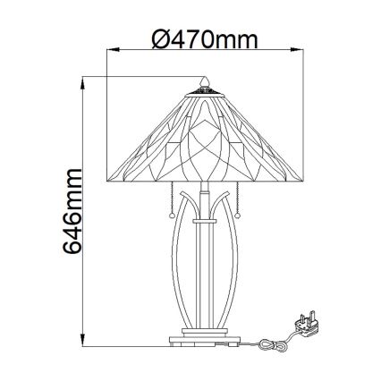 Elstead - Lampada da tavolo Tiffany VICTORY 2xE27/60W/230V