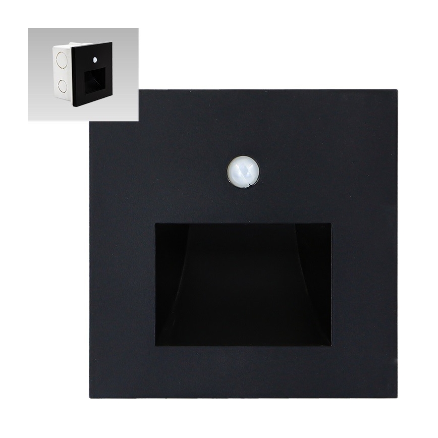 Emithor 70418 - Lampada LED per scale con sensore SUNNY LED/1W/230V 4000K nero