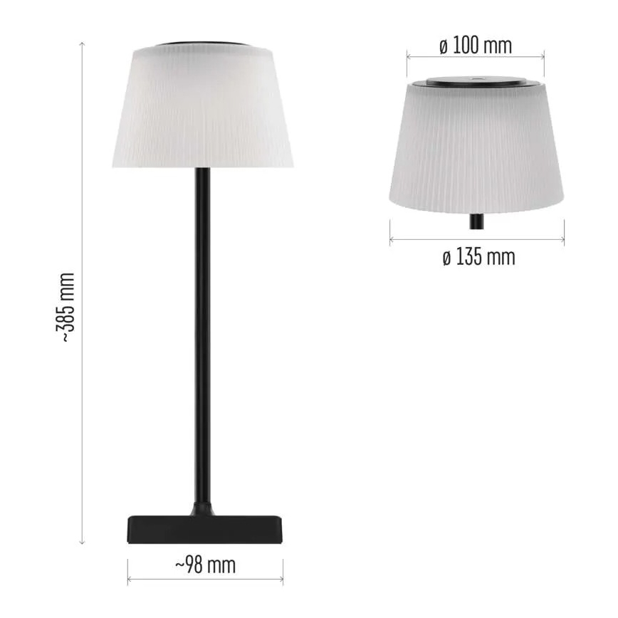EMOS Z7630B - Lampada LED dimmerabile ricaricabile KATIE LED/4W/10V 1800mAh IP44 nero