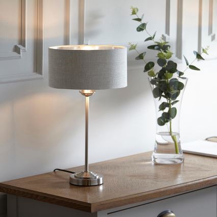 Endon 100646 - Lampada da tavolo HIGHCLERE 1xE14/7W/230V beige/cromo opaco Ø 25 cm