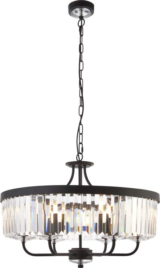 Endon 100711 - Lampadario a catena CHESTERFIELD 6xE14/6W/230V diam. 55 cm nero