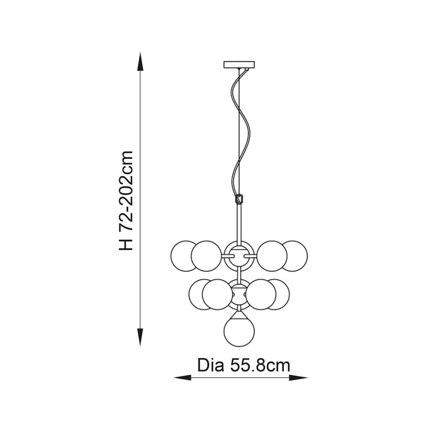 Endon 101147 - Lampadario a sospensione su cavo OSCAR 11xG9/18W/230V nero/fumé
