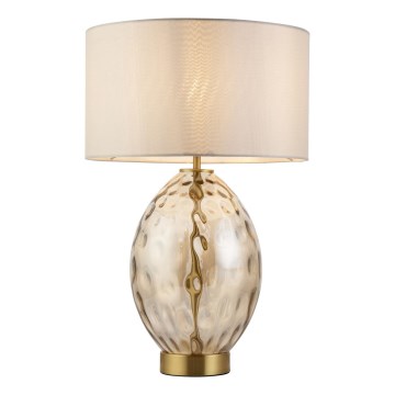 Endon 101150 - Lampada da tavolo dimmerabile ELIN 1xE27/10W/230V bianco/ottone/beige fumé