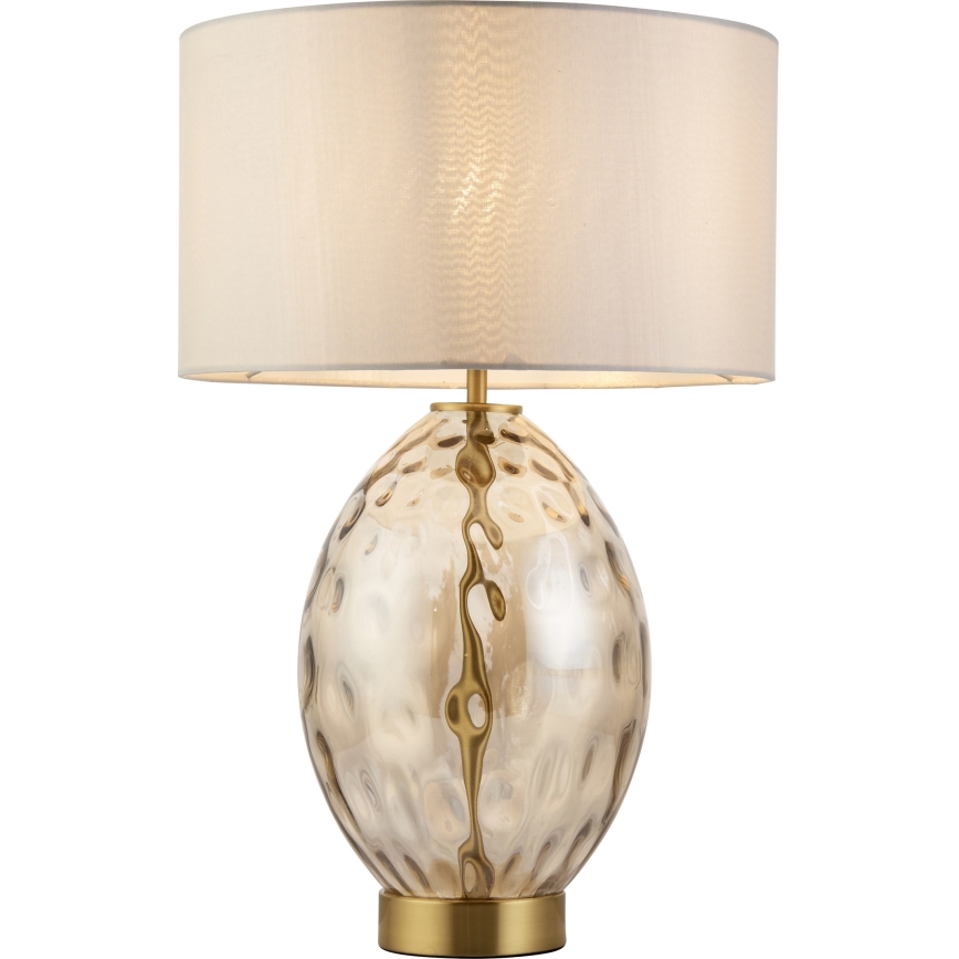 Endon 101150 - Lampada da tavolo dimmerabile ERIN 1xE27/10W/230V bianco/ottone/beige fumé