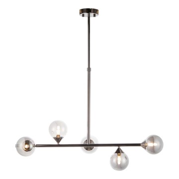Endon 101348 - Lampadario su asta OTIS 5xG9/3W/230V nero cromato/nero fumé