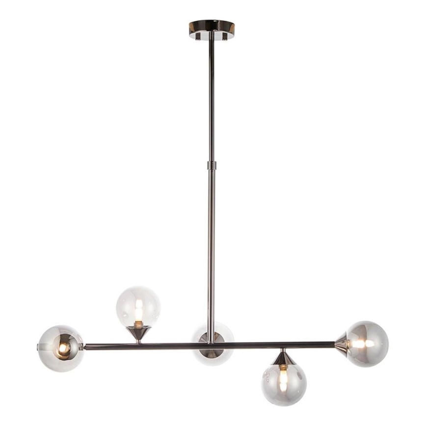 Endon 101348 - Lampadario su asta OTIS 5xG9/3W/230V nero cromato/nero fumé
