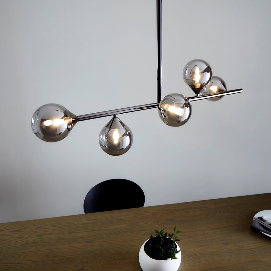 Endon 101348 - Lampadario su asta OTIS 5xG9/3W/230V nero cromato/nero fumé