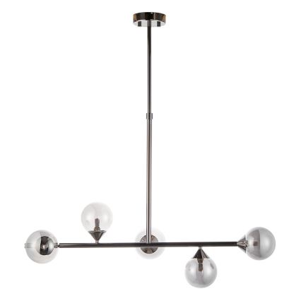 Endon 101348 - Lampadario su asta OTIS 5xG9/3W/230V nero cromato/nero fumé