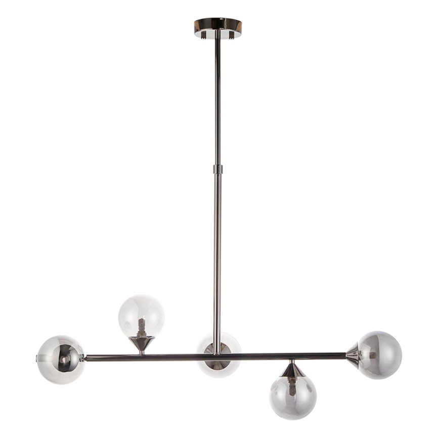 Endon 101348 - Lampadario su asta OTIS 5xG9/3W/230V nero cromato/nero fumé