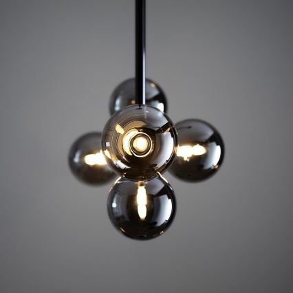 Endon 101348 - Lampadario su asta OTIS 5xG9/3W/230V nero cromato/nero fumé