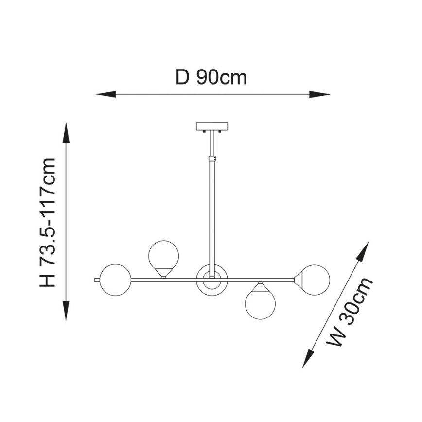 Endon 101348 - Lampadario su asta OTIS 5xG9/3W/230V nero cromato/nero fumé