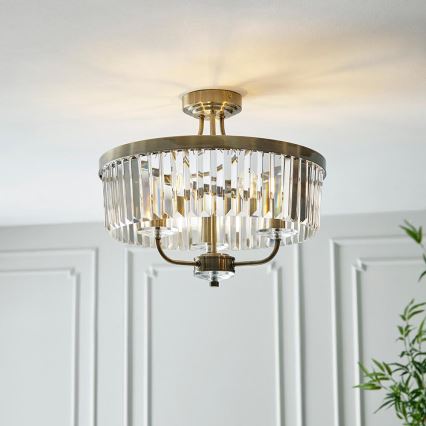 Endon 102506 - Lampadario a plafone CHESTERFIELD 3xE14/6W/230V diametro 45 cm ottone