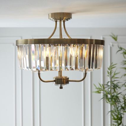 Endon 102506 - Lampadario a plafone CHESTERFIELD 3xE14/6W/230V diametro 45 cm ottone