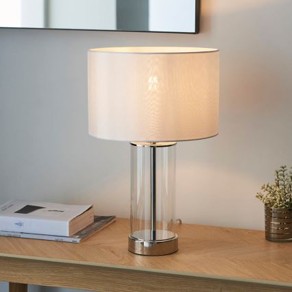 Endon 102674 - Lampada da tavolo dimmerabile LESSINA 1xE27/10W/230V cromo lucido/bianco