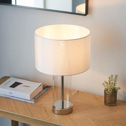 Endon 102674 - Lampada da tavolo dimmerabile LESSINA 1xE27/10W/230V cromo lucido/bianco