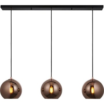 Endon 102929 - Lampadario a sospensione con filo BOLI 3xE27/10W/230V nero/fumé marrone
