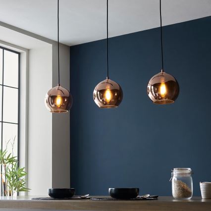 Endon 102929 - Lampadario a sospensione con filo BOLI 3xE27/10W/230V nero/fumé marrone