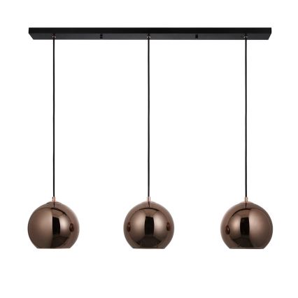 Endon 102929 - Lampadario a sospensione con filo BOLI 3xE27/10W/230V nero/fumé marrone