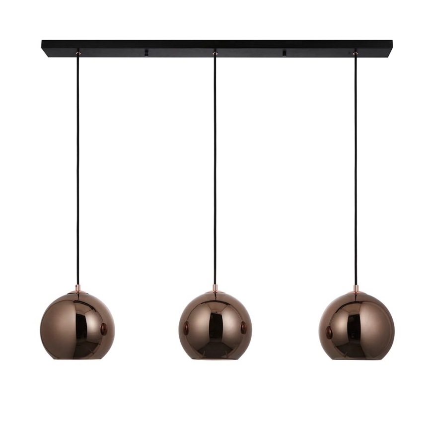 Endon 102929 - Lampadario a sospensione con filo BOLI 3xE27/10W/230V nero/fumé marrone