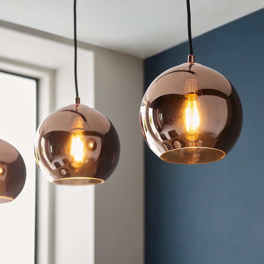 Endon 102929 - Lampadario a sospensione con filo BOLI 3xE27/10W/230V nero/fumé marrone