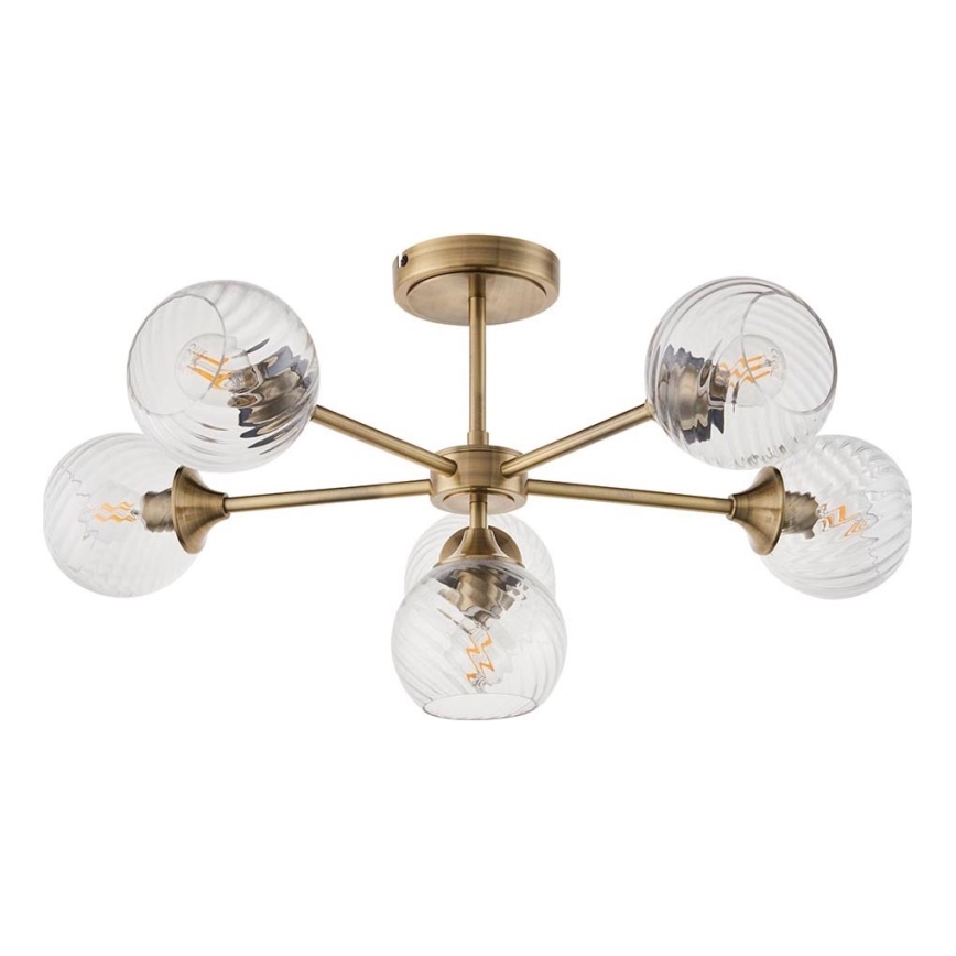 Endon 103171 - Lampadario a sospensione con supporto rigido ALLEGRA 6xE14/7W/230V ottone/limpido
