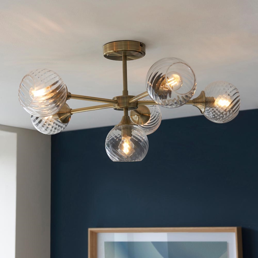 Endon 103171 - Lampadario a sospensione con supporto rigido ALLEGRA 6xE14/7W/230V ottone/limpido
