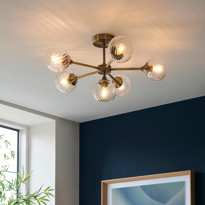 Endon 103171 - Lampadario a sospensione con supporto rigido ALLEGRA 6xE14/7W/230V ottone/limpido
