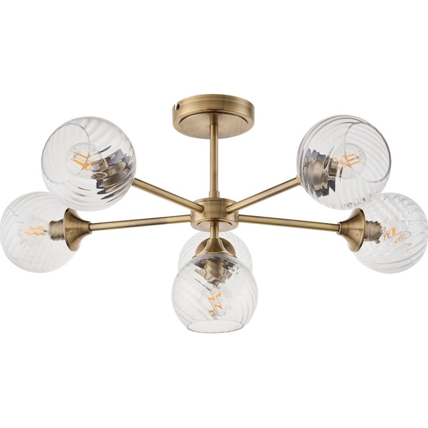 Endon 103171 - Lampadario a sospensione con supporto rigido ALLEGRA 6xE14/7W/230V ottone/limpido
