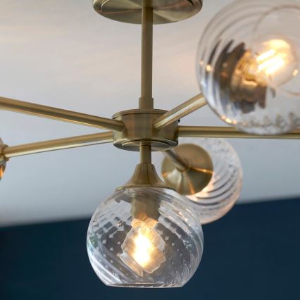 Endon 103171 - Lampadario a sospensione con supporto rigido ALLEGRA 6xE14/7W/230V ottone/limpido