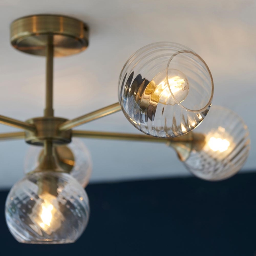 Endon 103171 - Lampadario a sospensione con supporto rigido ALLEGRA 6xE14/7W/230V ottone/limpido