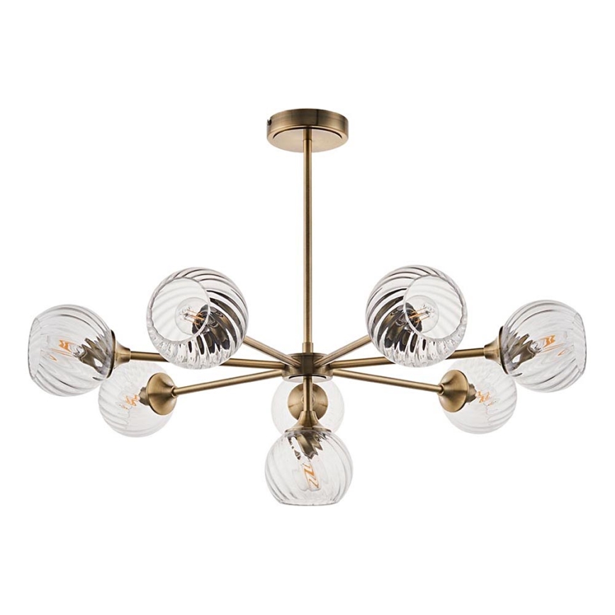 Endon 103172 - Lampadario a sospensione con supporto rigido ALLEGRA 8xE14/7W/230V ottone/limpido