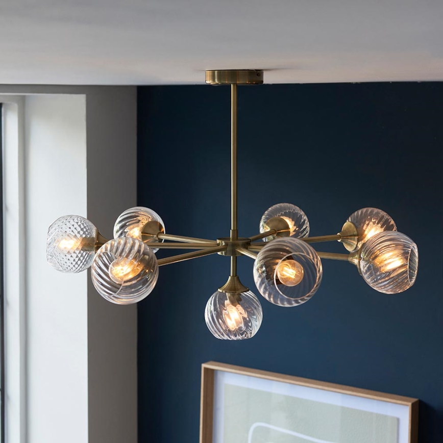 Endon 103172 - Lampadario a sospensione con supporto rigido ALLEGRA 8xE14/7W/230V ottone/limpido