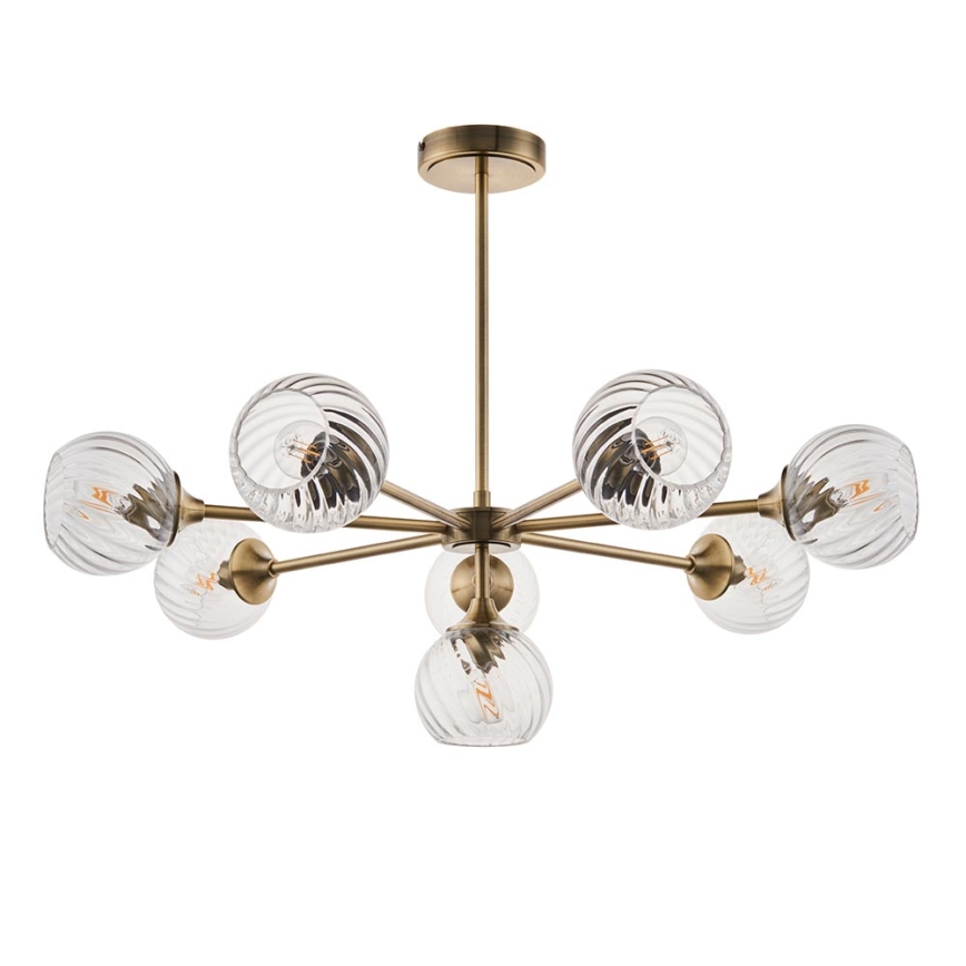 Endon 103172 - Lampadario a sospensione con supporto rigido ALLEGRA 8xE14/7W/230V ottone/limpido