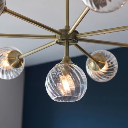 Endon 103172 - Lampadario a sospensione con supporto rigido ALLEGRA 8xE14/7W/230V ottone/limpido