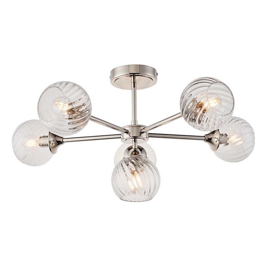Endon 104050 - Lampadario a sospensione con supporto rigido ALLEGRA 6xE14/7W/230V cromo lucido/limpido