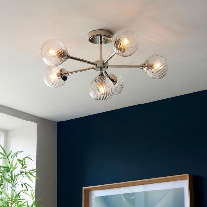Endon 104050 - Lampadario a sospensione con supporto rigido ALLEGRA 6xE14/7W/230V cromo lucido/limpido