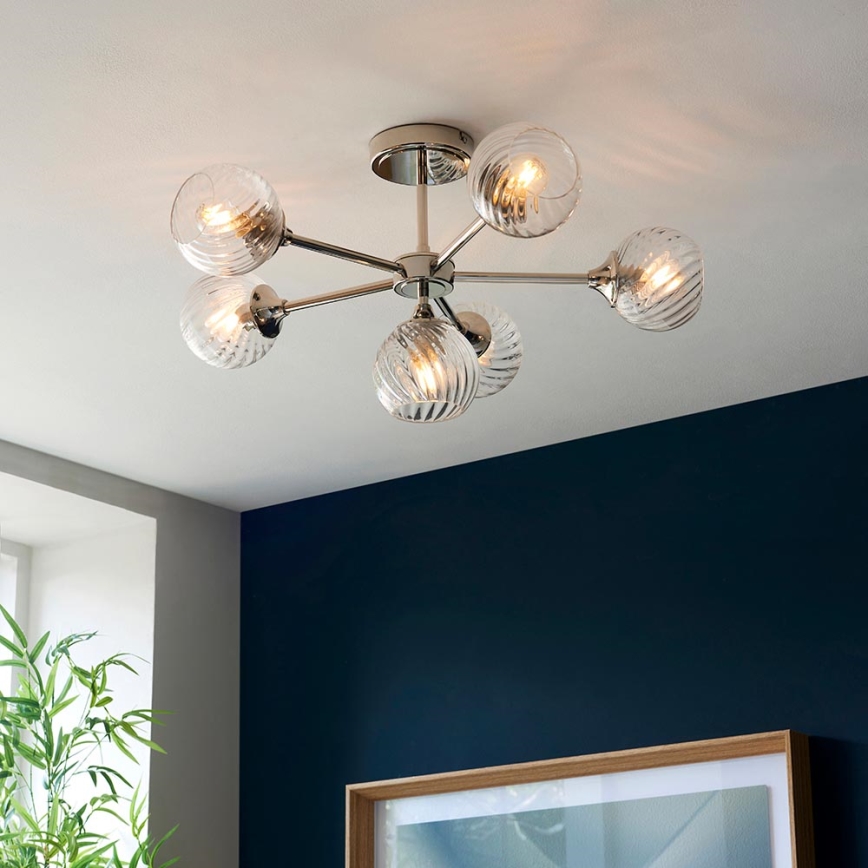 Endon 104050 - Lampadario a sospensione con supporto rigido ALLEGRA 6xE14/7W/230V cromo lucido/limpido