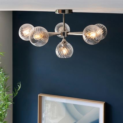 Endon 104050 - Lampadario a sospensione con supporto rigido ALLEGRA 6xE14/7W/230V cromo lucido/limpido