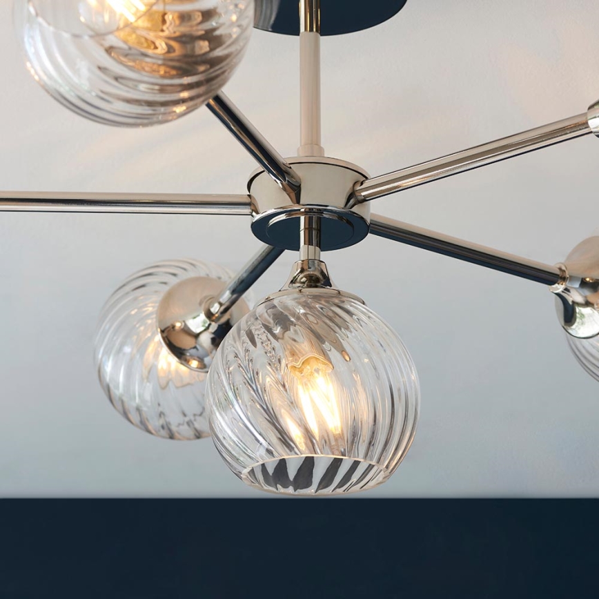 Endon 104050 - Lampadario a sospensione con supporto rigido ALLEGRA 6xE14/7W/230V cromo lucido/limpido