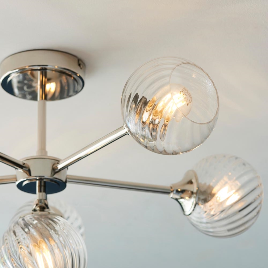 Endon 104050 - Lampadario a sospensione con supporto rigido ALLEGRA 6xE14/7W/230V cromo lucido/limpido