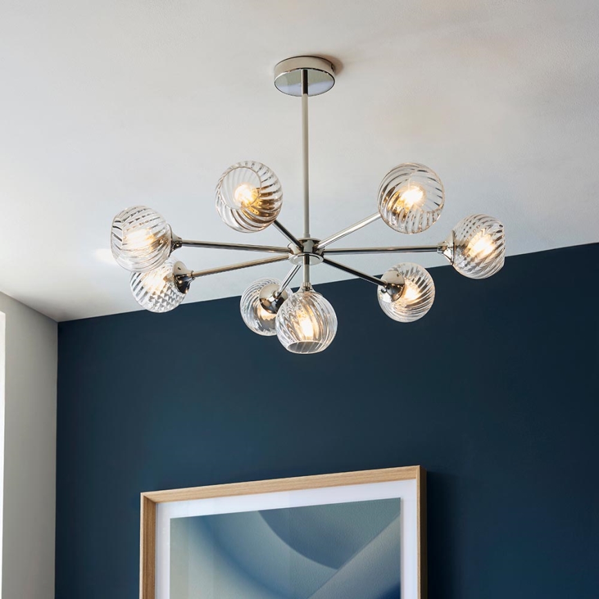 Endon 104051 - Lampadario su asta ALLEGRA 8xE14/7W/230V cromo lucido