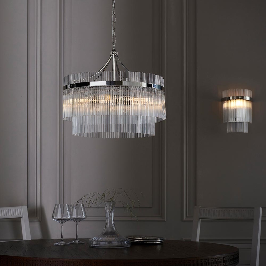 Endon 104112 - Lampadario a catena MARIETTA 5xE14/7W/230V cromo lucido/vetro trasparente